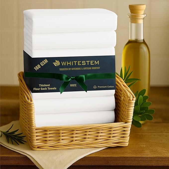 Flour Sack Towels | Tea Towel for Crafts| Kitchen | Dish | Cotton Blank Towel for Embroidery| Baking Bread Proofing Linen Cover| Thick Absorbent Quick Dry | 6 Pack 28"x28" White