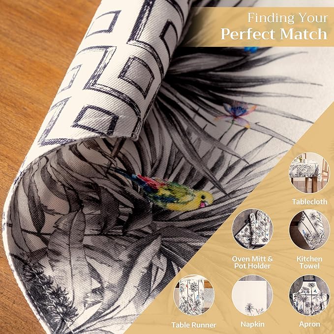 Maison d' Hermine Placemats Set of 4 100% Cotton Washable Cloth Place Mats, Reusable Table Mats for Thanksgiving Christmas Decorations Kitchen Dining Party Wedding Restaurant (Amazonia, 13" x 19")