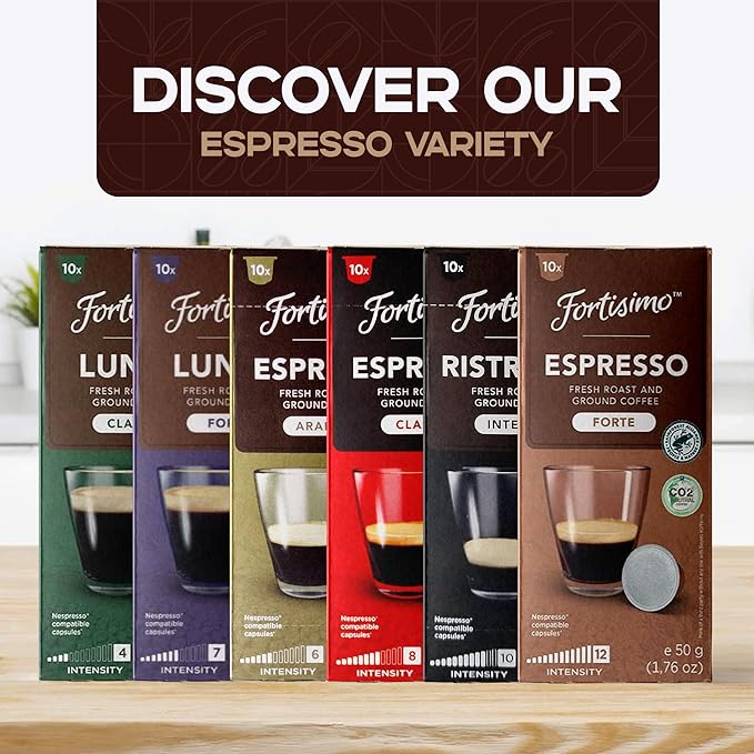 FORTISIMO Espresso Pods Variety Pack - 100 Count Espresso Capsules - Compatible with Nespresso Original Line Machines - Authentic and Refined Taste Freshly Packaged in Italy