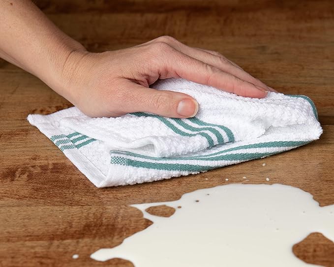 Sticky Toffee Cotton Dishcloths Set of 8 – Blue and White Dish Towels 12x12 in, Reusable and Absorbent Tea Towels for Cleaning or Drying, Oeko-Tex Cotton