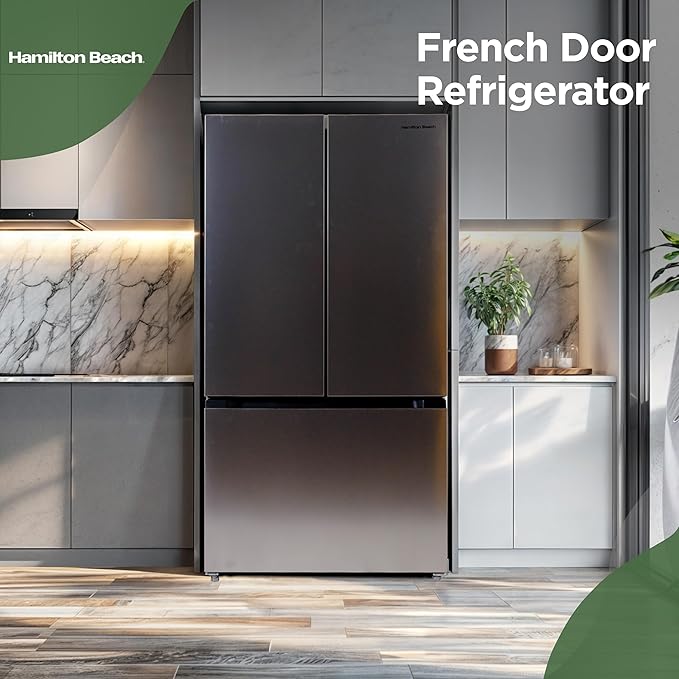 Hamilton Beach HBF1662 French Door Full Size Counter Depth Refrigerator with Freezer Drawer, 16.6 cu ft, Stainless