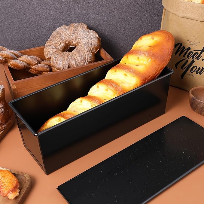 Luxshiny Pullman Loaf Pan with Lid: Non-Stick Bread Toast Box Mold with 5 Holes Design for Homemade Bread - 1.65LB Dough Capacity