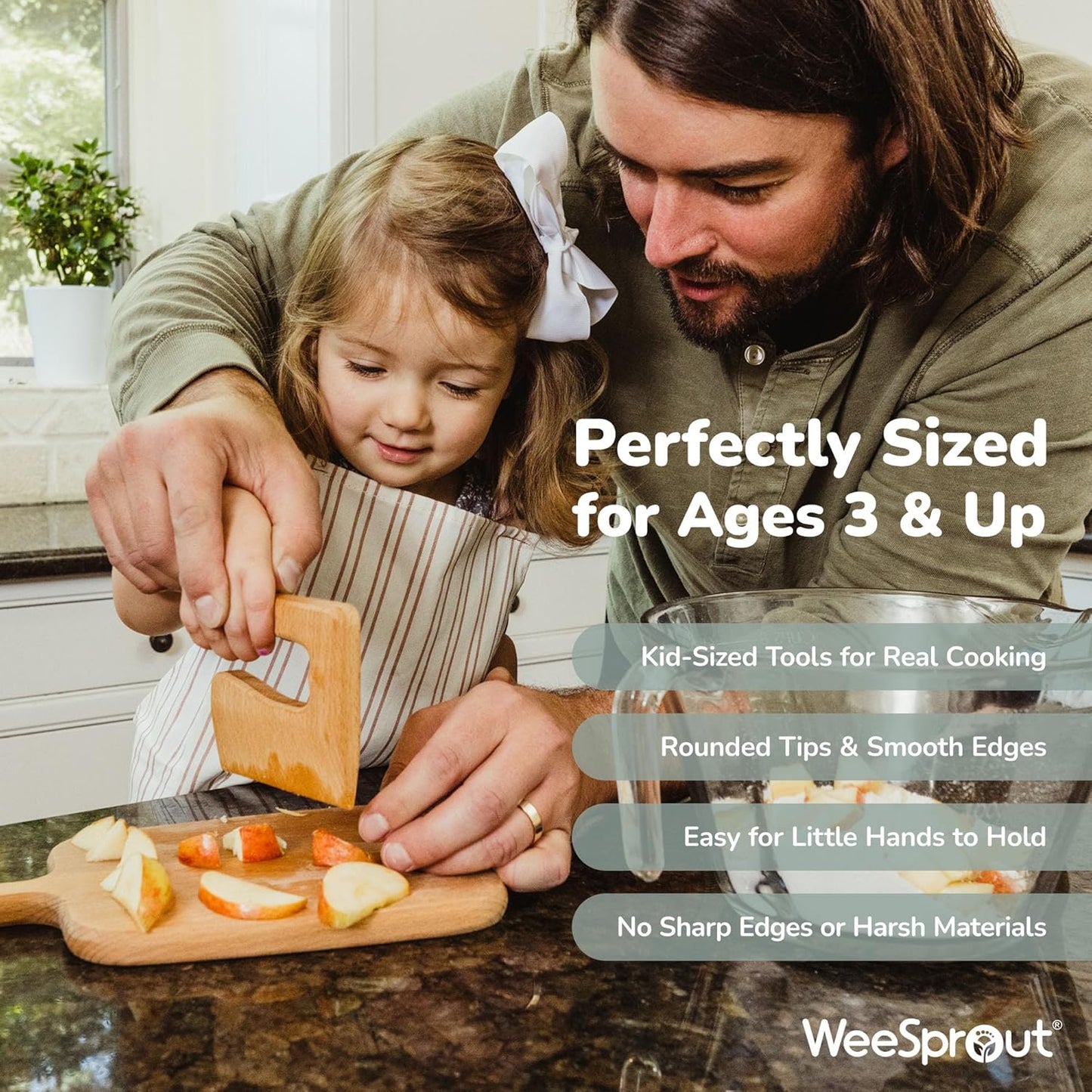 WeeSprout Little Chef Kids Cooking & Baking Set, 14 Piece Cooking Set with Real Kitchen Tools & Kids Apron, Baking Gift for Girls, Boys & Junior Chefs, Food Grade Materials, Choice of Colors