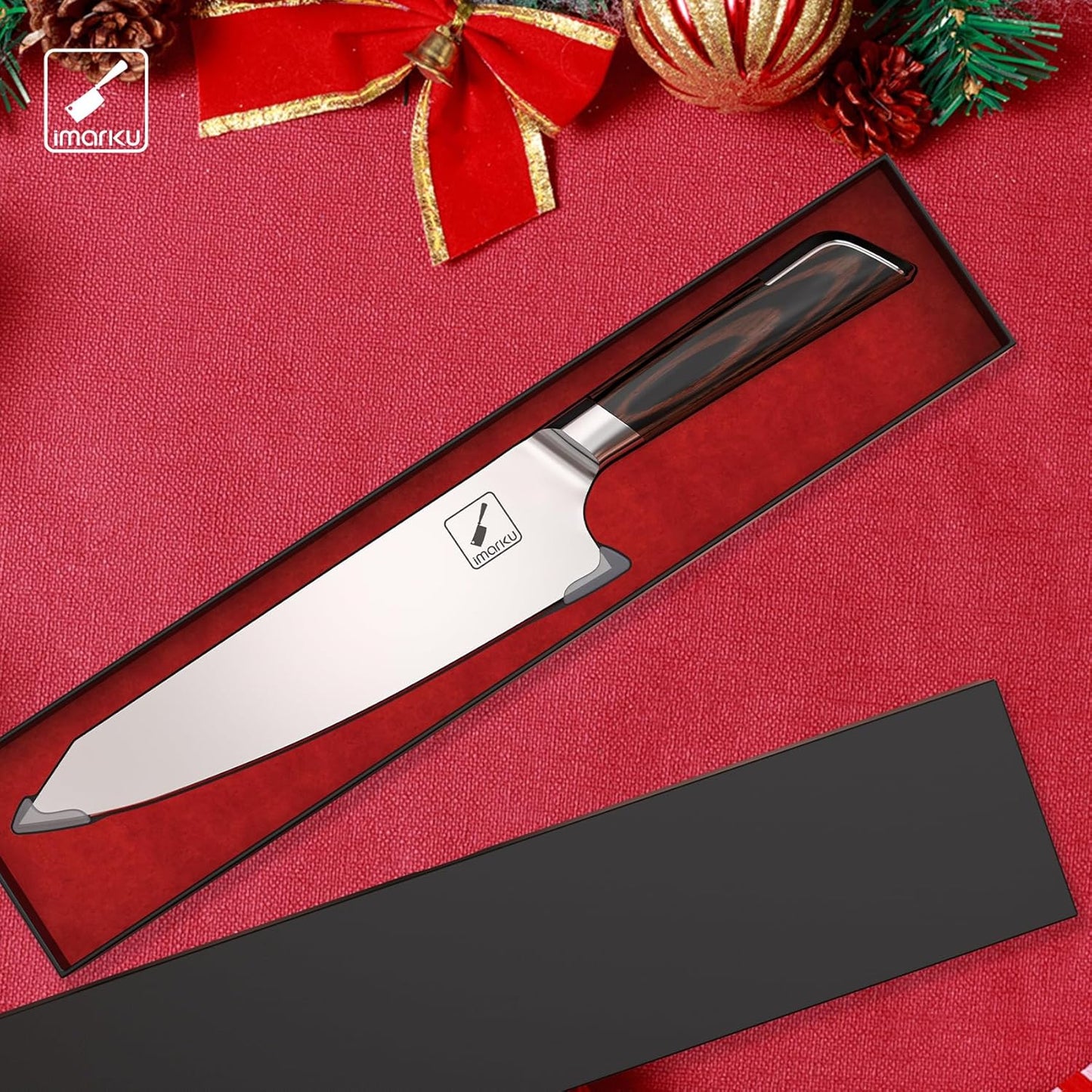 imarku Japanese Chef Knife, 8 Inch Damascus Kitchen Knife, Chef's Knives with Unique Design Wood Handle, Powder Steel Forged Super Sharp Knife With Gift Box, Birthday Gift for Women and Men