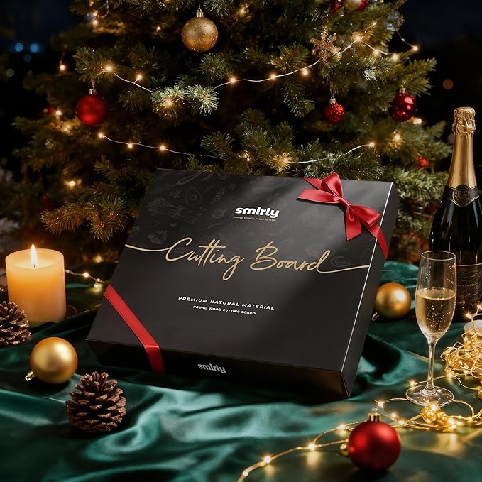 SMIRLY Round Wooden Cutting Boards 1.5” Thick For Kitchen Meal Prep & Serving - Walnut Cutting Board, Charcuterie & Chopping Board, Wood Cutting Board, Kitchen Gadgets