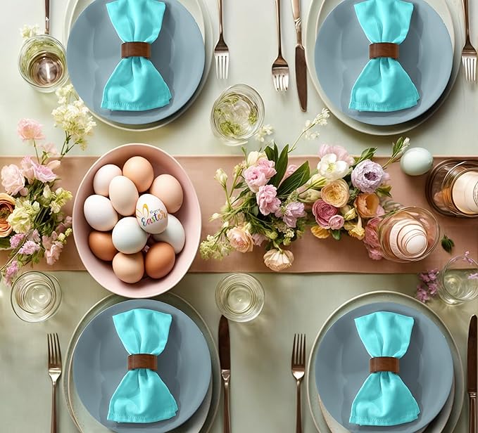 Ruvanti Cloth Napkins Set of 12, 18x18 Inches Napkins Cloth Washable, Soft, Durable, Absorbent, Cotton Blend. Table Dinner Napkins Cloth for Hotel, Lunch, Restaurant, Wedding, Parties - Waterspout