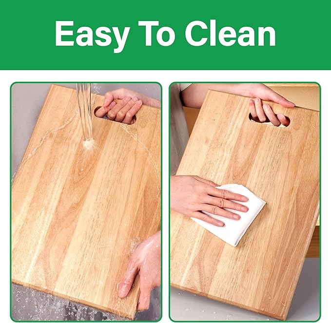 Wood Cutting Board for Kitchen with Built-in Stand, 40 x 30 cm Wooden Chopping Board Charcuterie Board for Cheese, Meat, Vegetables, Bread