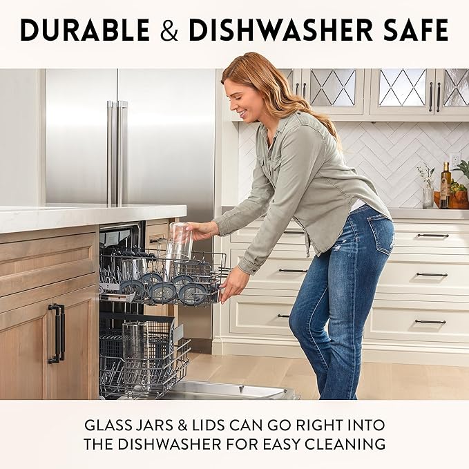 Glass Airtight Canisters with Silicone Lids – BPA-Free Borosilicate Containers for Food Prep, Storage, Wet or Dry Foods, Pasta, Rice, Flour, Tea, Herbs, Snacks – Set of 6 (17.5 oz)