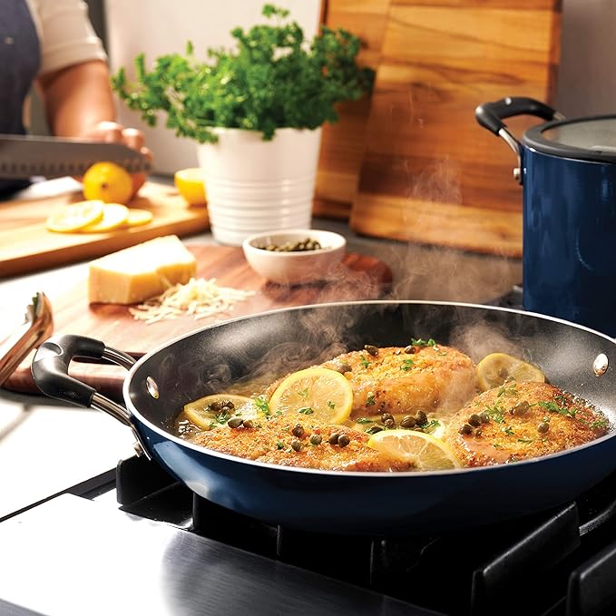 Tramontina Aluminum Non Stick 11-Piece Nesting Pots and Pans Set with Lids - Naval, Kitchen Nonstick Cookware Set, Dishwasher and Oven Safe