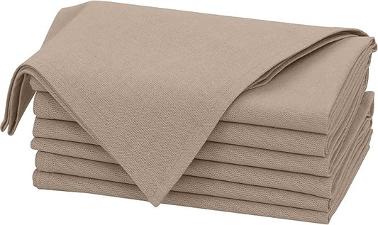 Ruvanti Linen Napkins Set of 6, 18x18 Cloth Napkins, Cotton Linen Blend Napkins Cloth Washable, Soft, Reusable Dinner Napkins for Wedding, Parties, Christmas, Thanksgiving, Everyday Use- Light Taupe