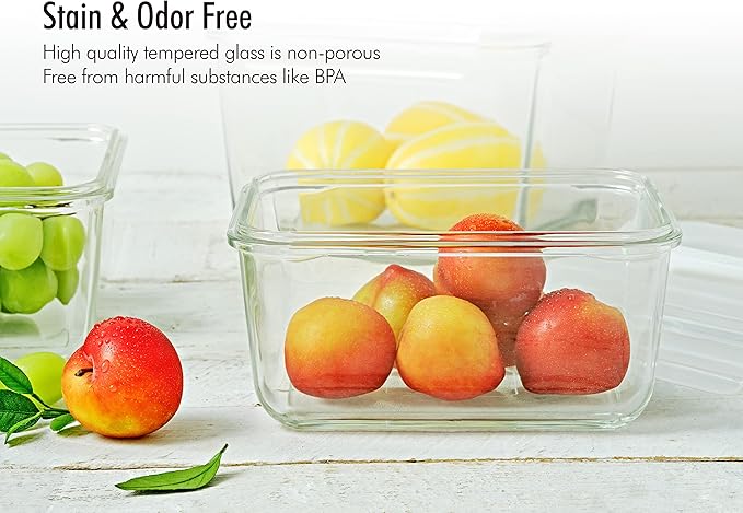 GLASSLOCK 91 Oz Glass Food Storage set of 2 – Large Capacity, Airtight & Leak-Proof, BPA Free Lid with Carry Handle, Microwave, Dishwasher, Fridge & Freezer Safe, Marinating, Sauce, Fruit Storage