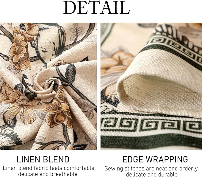 Floral Rectangular Tablecloth,Linen Table Cloth with Yellow and White Flowers Pattern,Heavy Durable Table Cover for Dining Thanksgiving Kitchen Decor Party Banquet Christmas,63"*94"