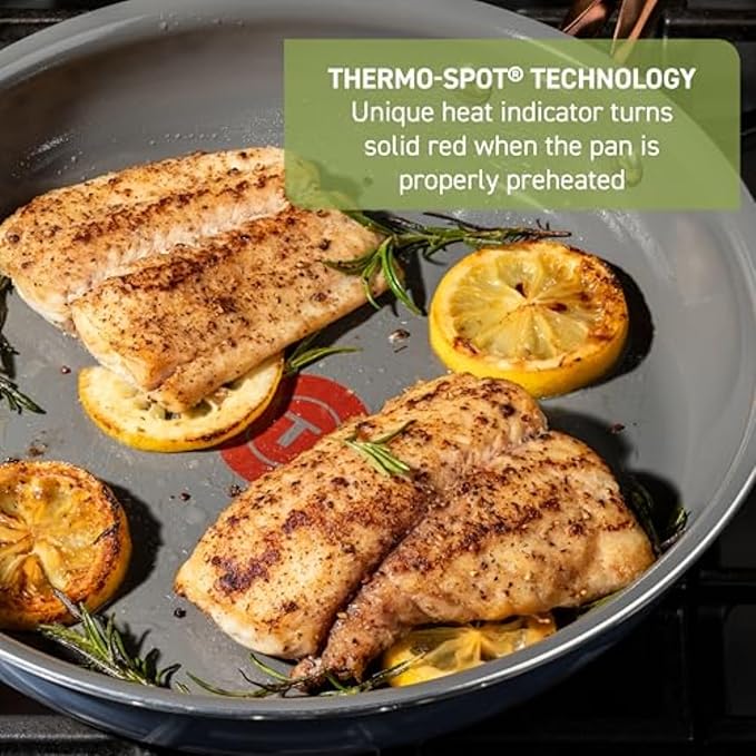 T-Fal Preserve Ceramic Nonstick Frying Pan Skillet 12-inch, Oven Broiler Safe up to 350°F Cookware, InoCeram Glide Technology, Frying Pan, Skillet Pots & Pans, Blue