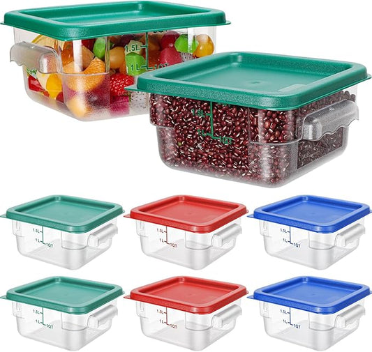 Lallisa 8 Pcs 2 Quart Food Storage Containers with Lids Clear Square Polycarbonate Marinating Container Dough Bucket with Lid(Multicolor)