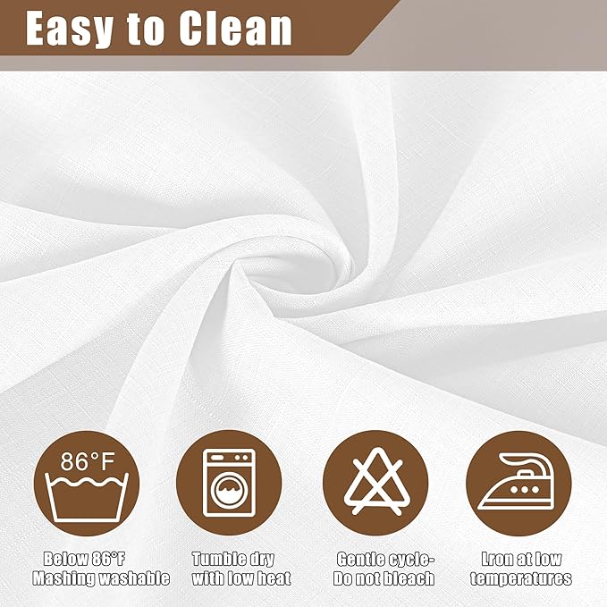 Fitable Faux Linen White Tablecloths 60 x 84 Inch - 2 Pack Textured Table Clothes for Rectangle Tables, Wrinkle-Proof Faux Burlap Table Covers for Dining, Farmhouse, Outdoor Picnic, Camping