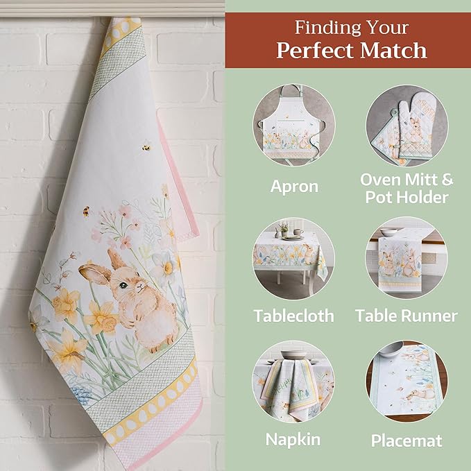 Maison d' Hermine Kitchen Towels Set of 3 100% Cotton 27.50" x 20" Reusable Cloth Tea Dish Towels Absorbent with Hanging Loop for Kitchen, Home, Dining, Cocktail Parties Spring/Summer (Easter Dew)