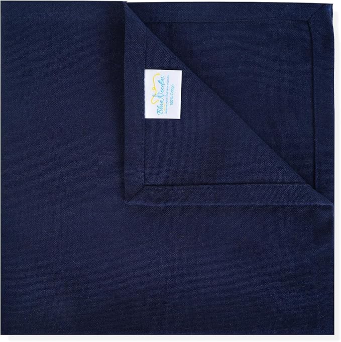 Blue Needles Solid Cloth Napkins Set of 12 Navy Blue 100% Cotton Dinner Napkins 18x18 inches - Soft, Reusable, Absorbent & Washable Fall Thanksgiving Linen, Ideal for Events, Parties & Everyday Use