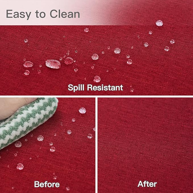maxmill Linen Textured Tablecloth Stain Resistant Waterproof, Wrinkle Resistant Washable Table Cloth, Fabric Table Cover for Dining Room, Christmas Holiday Tablecloths, Rectangle 60 x 120 Inch, Red