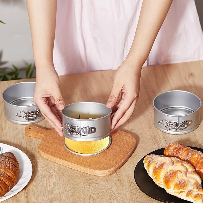 Sunnyray 25 Pcs 4 Inch Springform Pan for Baking Mini Cheesecake Pans with Removable Bottom Nonstick Leakproof Round Cake Mold Spring Form Molds for Mini Cheesecake Pizza and Quiches (Silver)