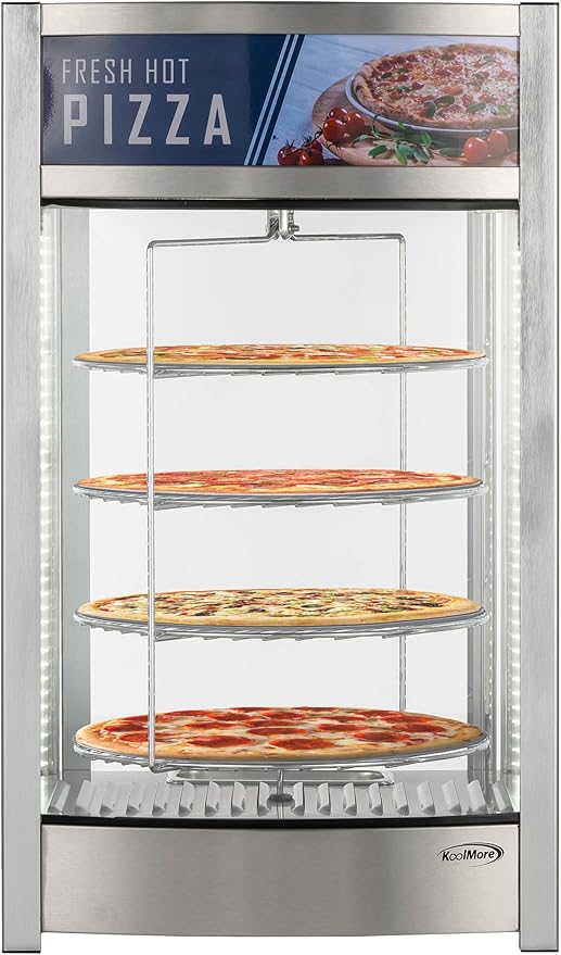 KoolMore 12 in. Commercial Pizza Display Warmer with 4 Rotating Racks in Stainless-Steel, ETL Listed (KM-HPD4-12)