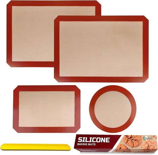 STATINT Non-Stick Silicone Baking Mat, Premium Food Safe - Pack of 4