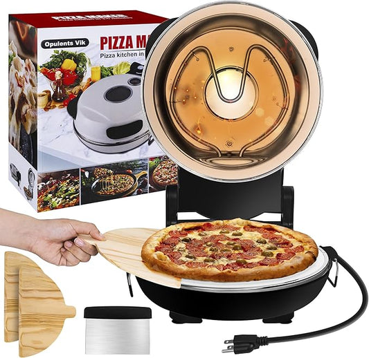Crispy Crust Pizza Oven-12" Electric Pizza Maker Machine for Home, Pizza Cooker Countertop Maker with Ceramic Stone Heats Up to 800˚F Pizza Oven Indoor, Black