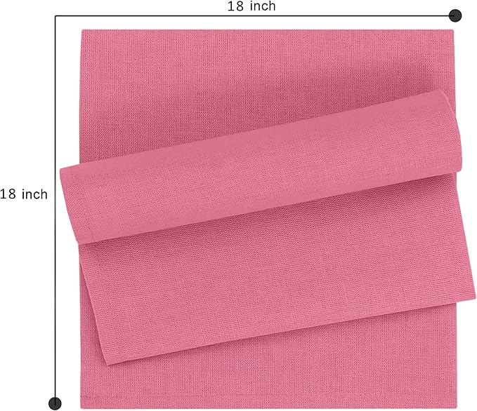 Ruvanti Linen Napkins Set of 6, 18x18 Cloth Napkins, Cotton Linen Blend Napkins Cloth Washable, Soft, Reusable Dinner Napkins for Wedding, Parties, Christmas, Thanksgiving, Everyday Use - Pink