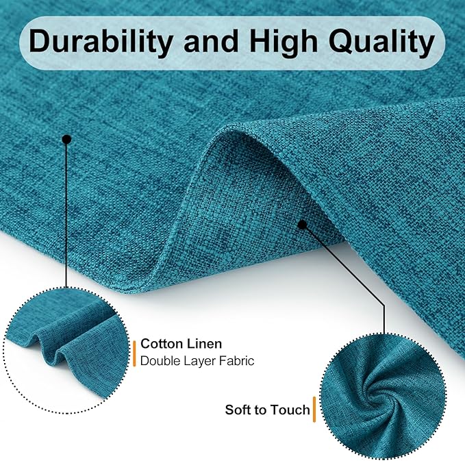Homaxy Cloths Placemats for Dining Table Set of 4, Heat Resistant Washable Cotton Linen Blend Table Mats, Easy to Clean Place Mats for Indoor Outdoor Party Kitchen Decoration, 13" x 19", Teal