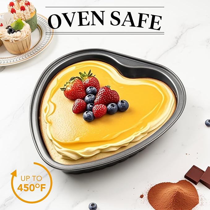 Tiawudi Heart Shaped Cake Pans, Large Heart Cake Pan, Nonstick Baking Molds, 9.5 Inch Cake Tins for Wedding, Birthday, Party & Family, Set of 2