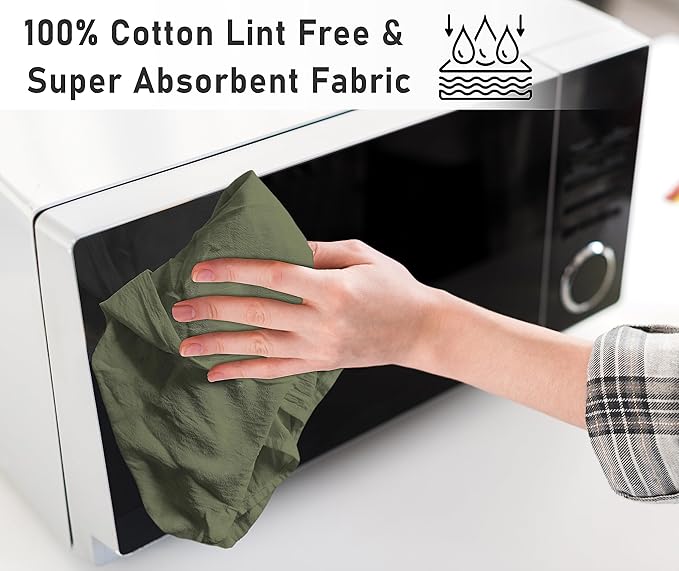RUVANTI Flour Sack Towels 24 Pack 28x28 Inch, 100% Cotton Tea Towel, Reusable, Machine Washable, Absorbent BarTowels - Dish Cloth Perfect for Drying Dishes & Cleaning - Martini Olive