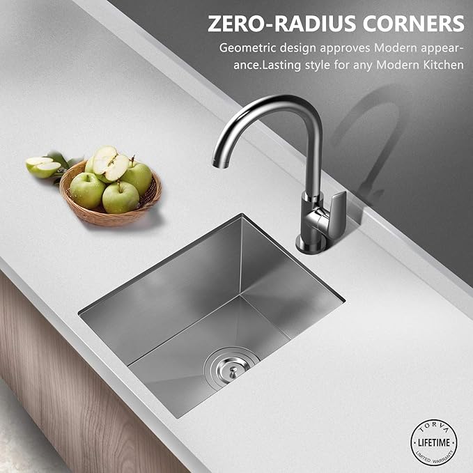 TORVA 17 x 19 Inch Undermount Kitchen Sink, Premium 304 Stainless Steel Bar Sink - 9 Inches Deep Basin Single Bowl Sink