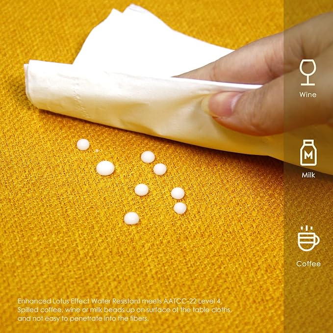 BALCONY & FALCON Rectangle Tablecloth Washable Wrinkle Resistant and Water Proof Table Cloth Decorative Linen Fabric Tablecloths for Dining Parties Kitchen Wedding and Outdoor Use (Golden, 55x95)