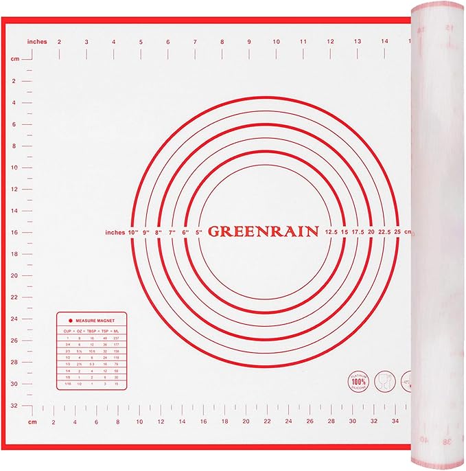 Silicone Pastry Mat Non Stick Extra Thick Baking Mat with Measurement Fondant Mat, Counter Mat, Dough Rolling Mat, Oven Liner, Pie Crust Mat (16''(W)*20''(L))