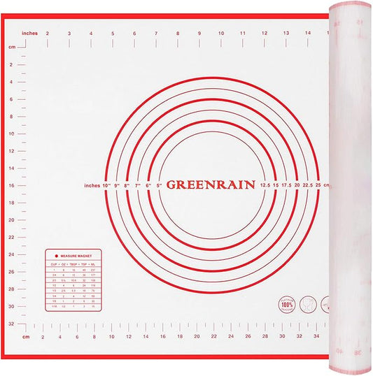Silicone Pastry Mat Non Stick Extra Thick Baking Mat with Measurement Fondant Mat, Counter Mat, Dough Rolling Mat, Oven Liner, Pie Crust Mat (16''(W)*20''(L))