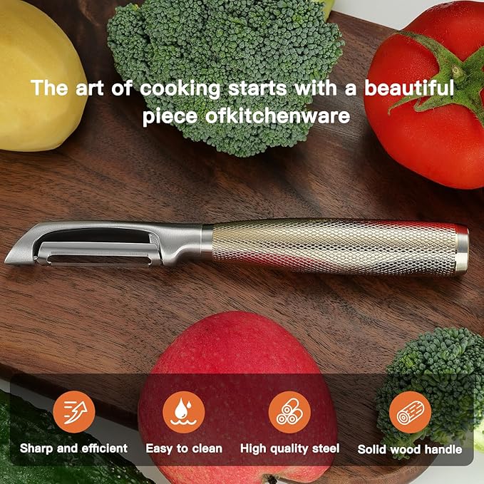 KULUNER Luxury I-Type Vegetable Peeler – 24K Gold Plated Handle, 304 Stainless Steel Ultra Sharp Blade, Ideal for Potatoes, Apples, and Other Fruits & Vegetables