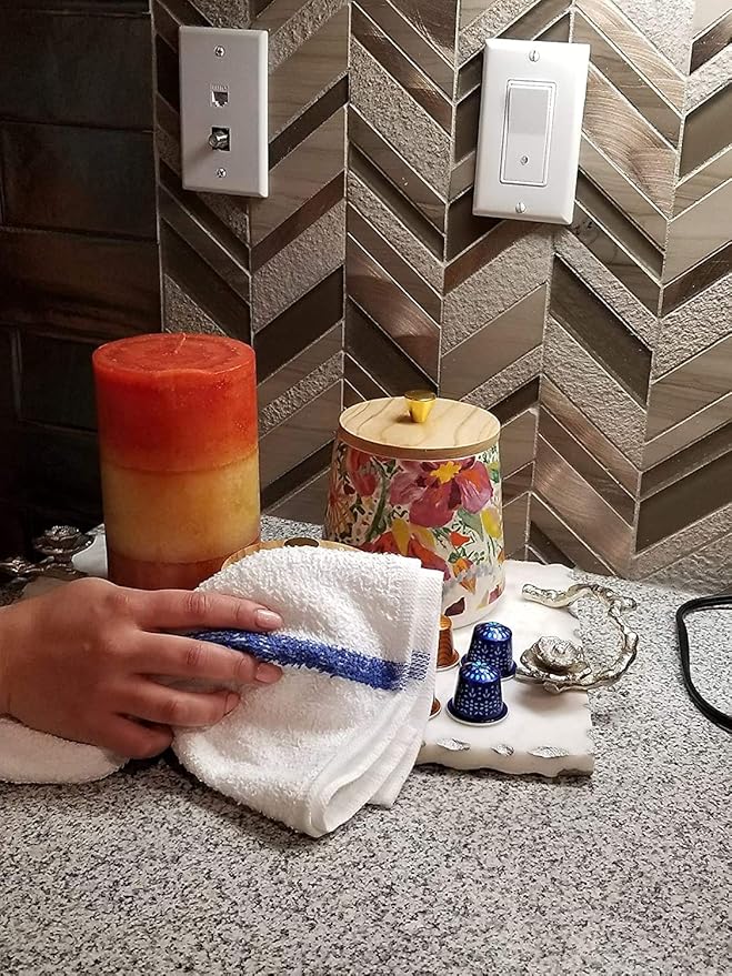 GOLD TEXTILES New Cotton Blend White Restaurant Bar Mops Kitchen Towels (12, White)