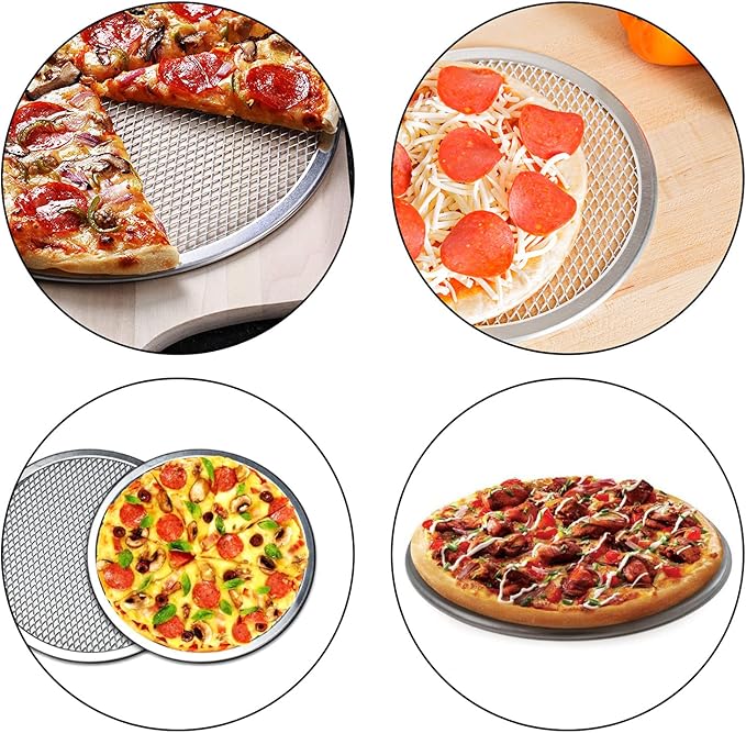 3 Pcs 12 Inch Pizza Screen, Restaurant-Grade Aluminum Alloy Pizza Baking Screen, Seamless Round Pizza Screen Non Stick Mesh Net Baking Tray Cookware Kitchen Tool For Oven, BBQ