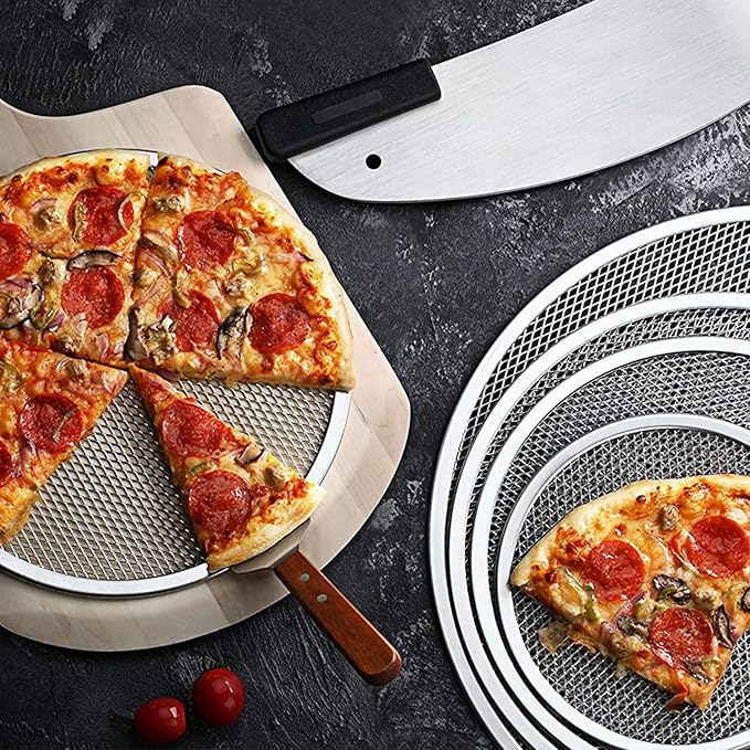 3 Pcs 12 Inch Pizza Screen, Restaurant-Grade Aluminum Alloy Pizza Baking Screen, Seamless Round Pizza Screen Non Stick Mesh Net Baking Tray Cookware Kitchen Tool For Oven, BBQ