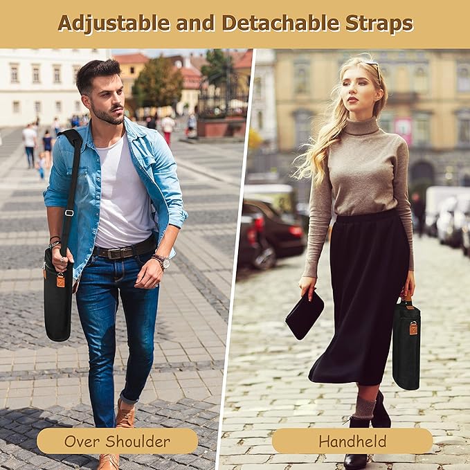 Tirrinia 2 Bottle Wine Gift Tote Carrier - Leakproof & Insulated with Large Pockets Wine Cooler Bag for Travel, Tasting, Party, Dinner