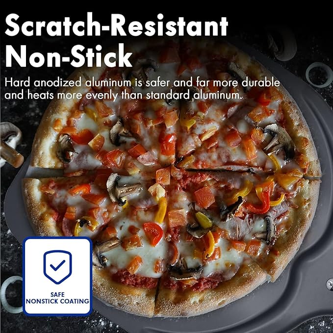 Pizza Peel, 14 Inch Perforated Pizza Peel, Professional Aluminum Pizza Paddle, Restaurant Grade, Long Handle Non-Stick Metal Peel for Outdoor Pizza Oven