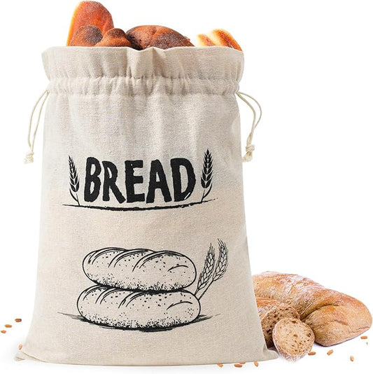 Bread Bags for Homemade Bread, Linen Bread Bag Storage, Reusable Sourdough Bread Bags with Plastic Liner, Drawstring Bread Container for Toast, Loaf,Sandwich Fresh Longer