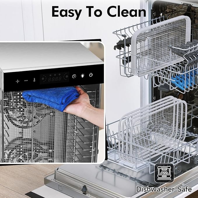 SUCICENI Food Dehydrator Machine 12 Stainless Steel Trays 1000W Meat Dehydrator for Home Use, 24H Timer & 195℉ Temperature Control Food Dryer for Jerky Fruit Herbs Mushroom Dog Treats