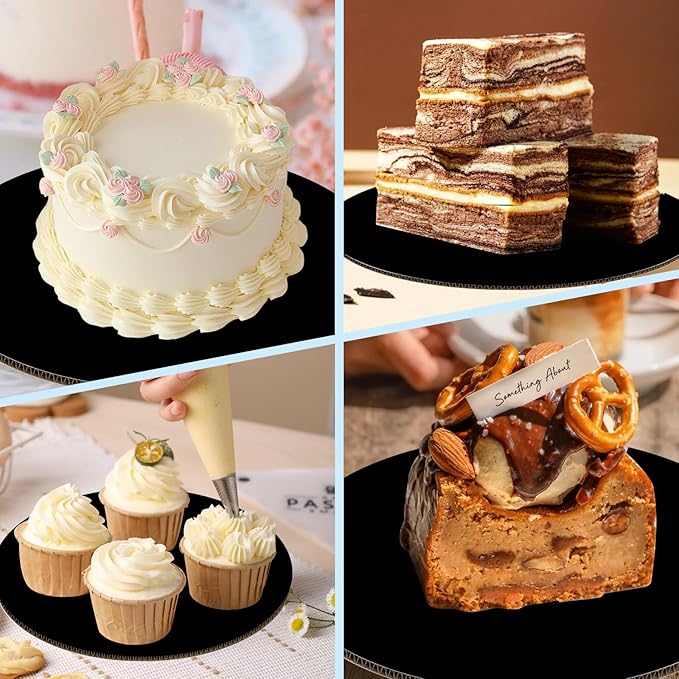 JCD 40 Packs Black Cake Boards Round,6inch Circles Rounds Base Food-Grade Cardboard,6 Inch Cake Plate（Thinner But Stronger(Black, 6inch/40Pcs)