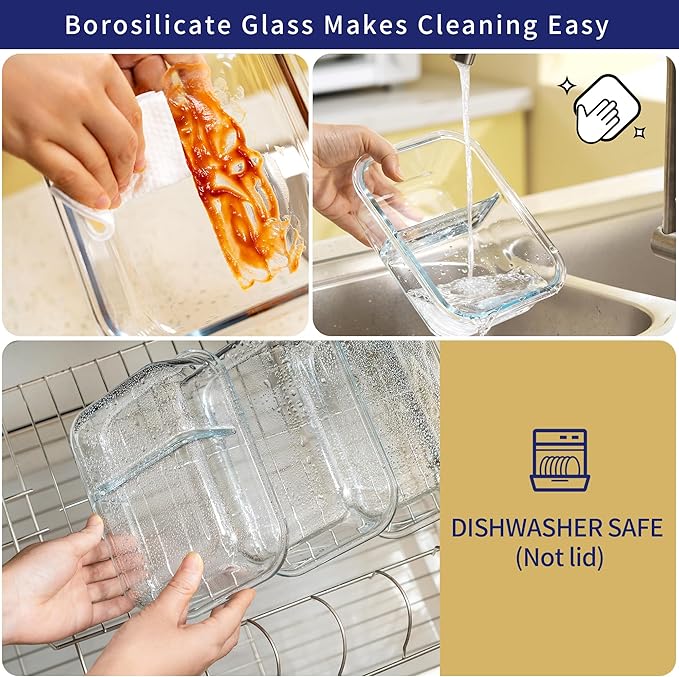 MFY 5-Pack 36 OZ Glass Storage Containers with Lids - 2 Compartment Meal Prep Set, Airtight Glass Lunch Containers, Microwave, Oven, Freezer & Dishwasher Safe, Gray