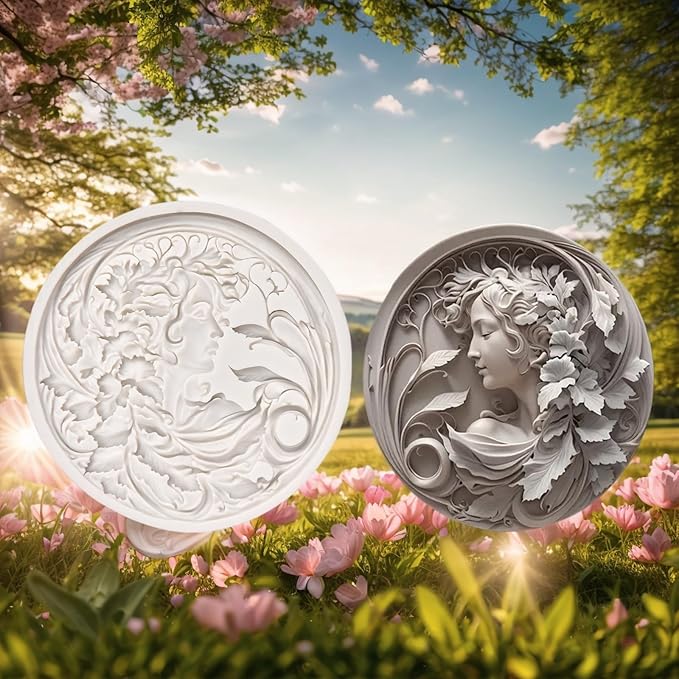 (Four-Piece Set) Picture Frame Flowers, Flowers and Girls, Vintage Carving, Silicone Mold - Resin Mold - Home Decor DIY Tools - Jewelry Casting Clay Plaster Mold