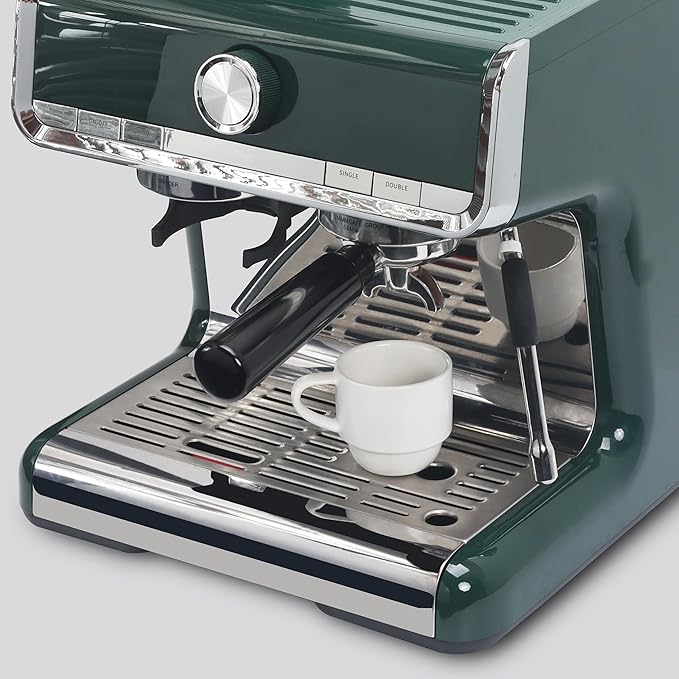 Lareina 3-Ounce Espresso Cups with Saucers, Spoons and Metal Stand, Small Stackable Coffee Cups Set of 4, Ceramic Demitasse Mugs, White