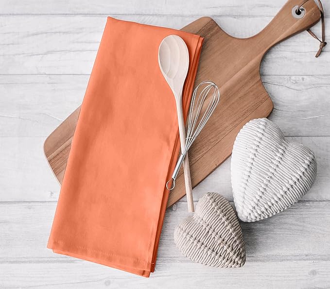 RUVANTI Flour Sack Towels 4 Pack 28x28 Inch, 100% Cotton Tea Towel, Reusable, Machine Washable, Absorbent BarTowels - Dish Cloth Perfect for Drying Dishes & Cleaning - Orange