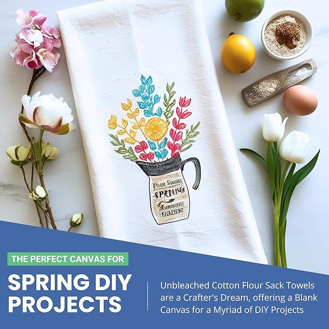 LITO LINEN AND TOWEL Flour Sack Towels - 100% Cotton Tea Towels for Crafts, Dish Towels for Kitchen, Embroidery, Cleaning, Baking (Pack of 2) - 18"x 28"