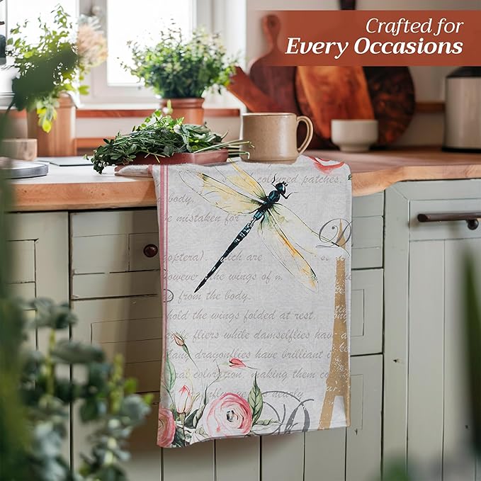 Maison d' Hermine Kitchen Towels Set of 2 100% Cotton 27.50" x 20" Reusable Cloth Tea Dish Towels Absorbent with Hanging Loop for Kitchen, Home, Dining, Cocktail Parties Spring/Summer (Champ De Mars)