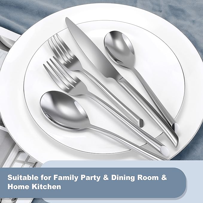 DEACORY Silverware Set Flatware Set Stainless Steel Cutlery Set Heavy Mirror Finished Dishwasher Safe Streamlined Handle Hotel Event Party Wedding Use 40 Pieces Service for 8